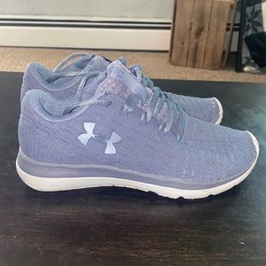 lace-up navy womens under armour charged run strong sneakers